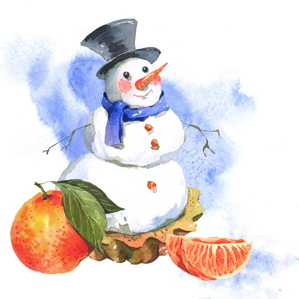 New Year Card with Snowman Cupcakes — Stock Photo, Image