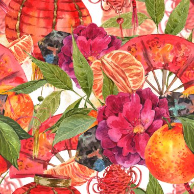 Sorunsuz suluboya Çin yeni yılı arka plan