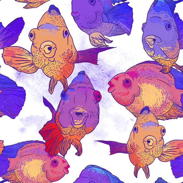 多彩的无缝背景与鱼 — 图库矢量图片
