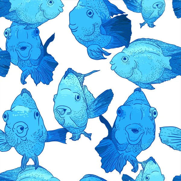 Fundo sem costura colorido com peixes — Vetor de Stock