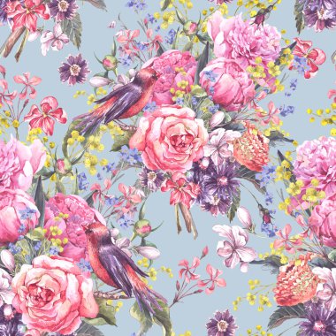 Sorunsuz çiçek suluboya arka plan