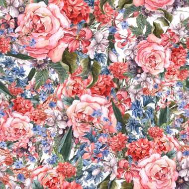 Güllü çiçek sorunsuz suluboya arka plan