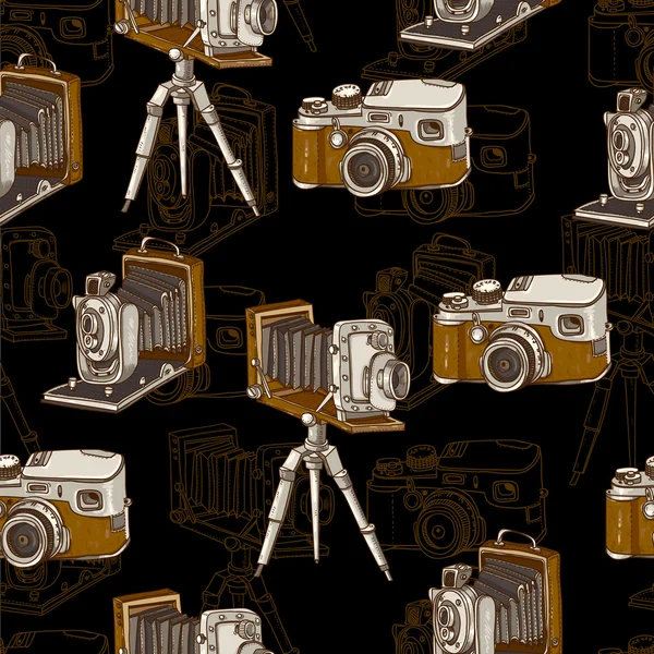 Vintage Seamless Background with Retro Camera — Stock Vector