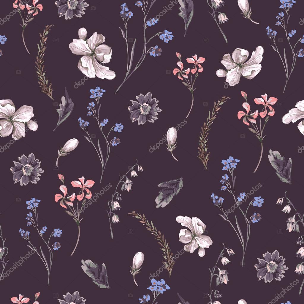 Vintage Seamless Background with Wildflowers Stock Vector Image by