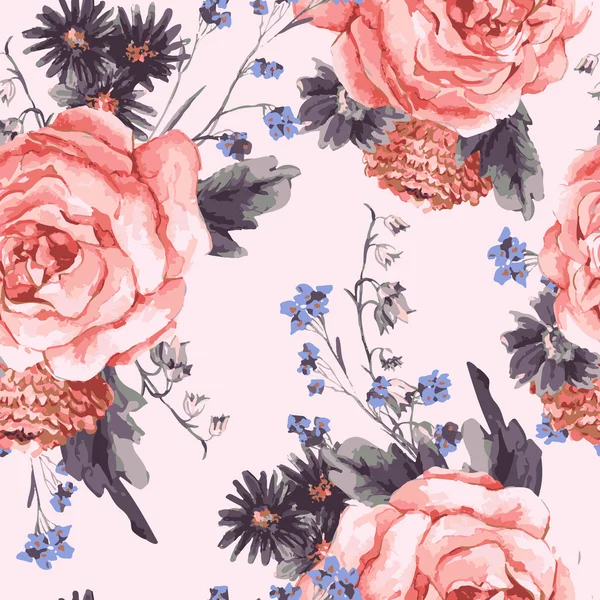 Fundo sem costura vintage com rosas —  Vetores de Stock