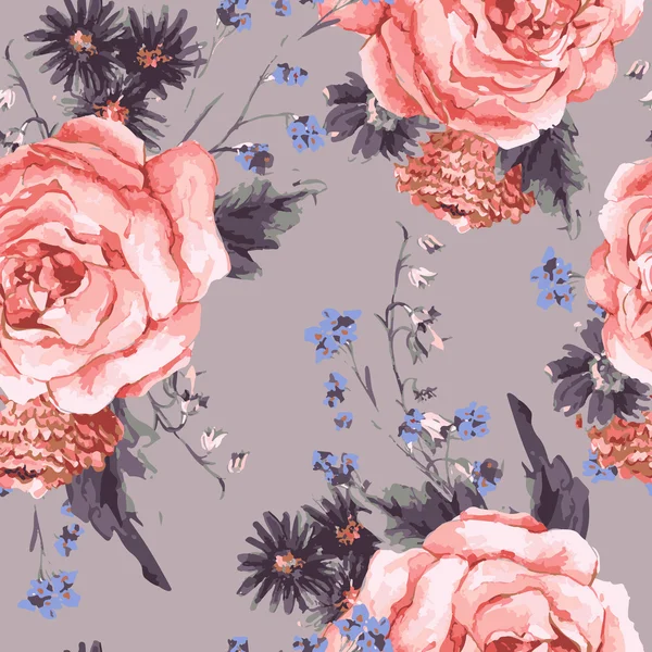 Vintage fond sans couture avec des roses — Image vectorielle