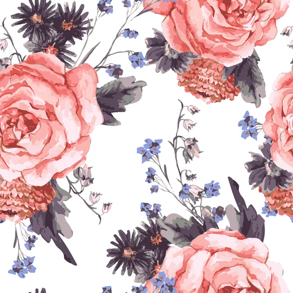 Fondo vintage sin costuras con rosas — Vector de stock