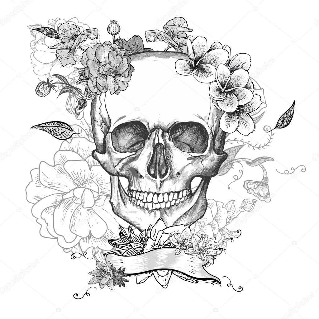 Skull and Flowers Day of The Dead