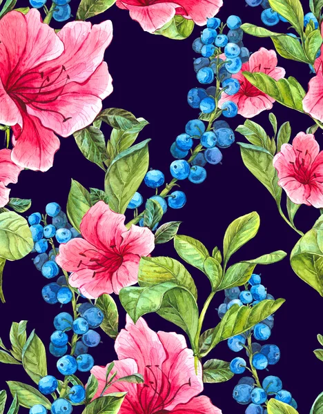 Exotische naadloze achtergrond met roze tropische bloemen — Stockfoto