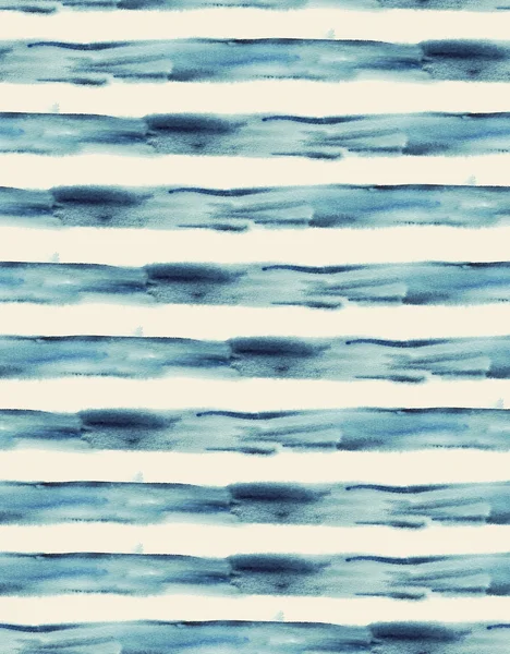 Акварель абстрактный синий бесшовный полосатый фон — стоковое фото