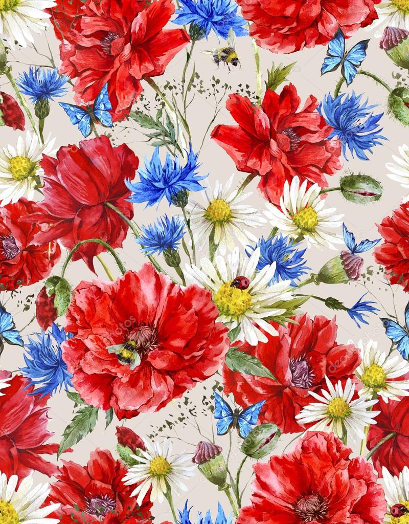 Download Summer Watercolor Vintage Floral Seamless Pattern with ...