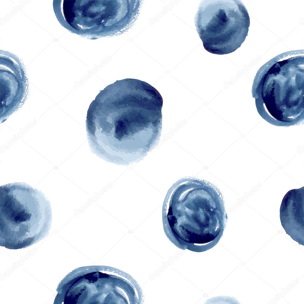 Dark Blue Vector Abstract Watercolor Seamless Pattern with Dots, Strokes and Stains