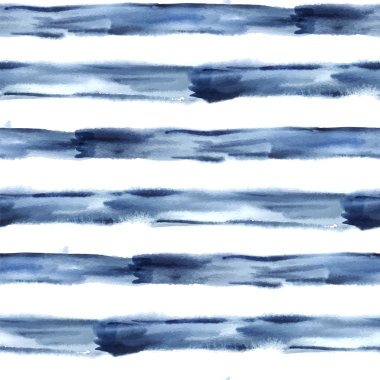 Koyu mavi vektör soyut suluboya kesintisiz çizgili desen