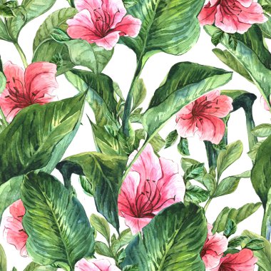 Tropikal yapraklarla kusursuz bir arkaplan