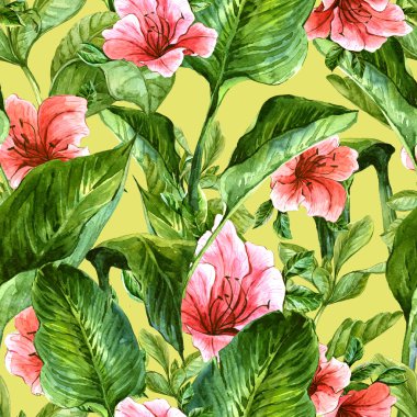 Tropikal yapraklarla kusursuz bir arkaplan