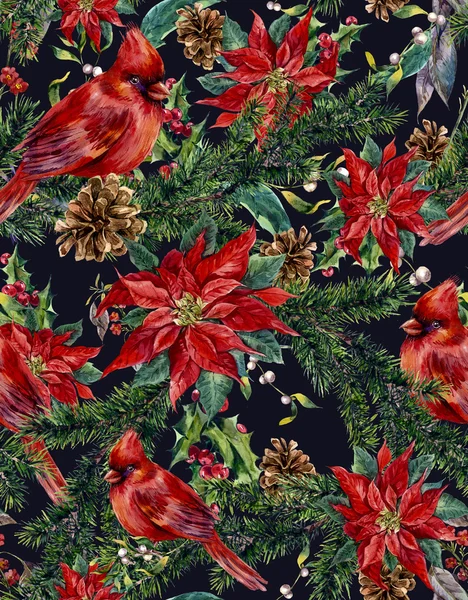 Het naadloze bloemmotief Kerstmis met poinsettia. — Stockfoto