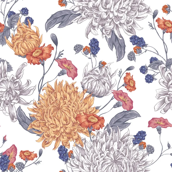 Fond sans couture avec chrysanthèmes — Image vectorielle