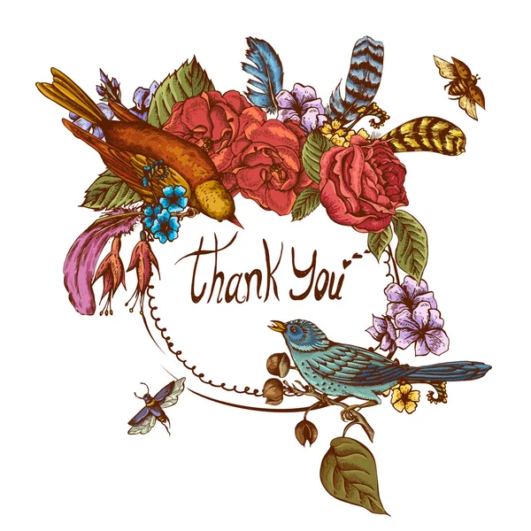 Thank You Hand Drawn Vector Greeting Card — Stock Vector