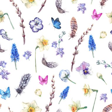 Nergis bahar suluboya desenle