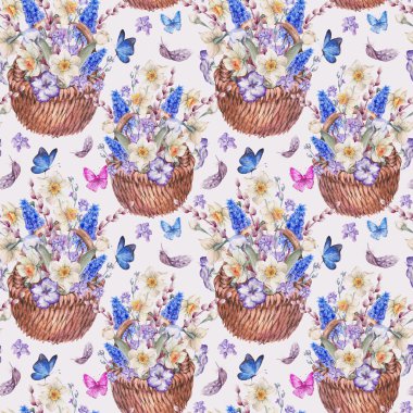 Bahar hasır nergis ile seamless modeli