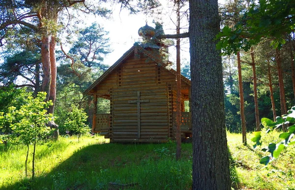 Träkyrka Utkanten Skogen — Stockfoto