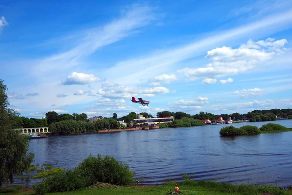 Fiume Volkhov Nella Città Veliky Novgorod — Foto Stock