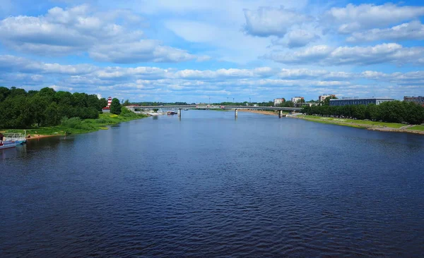 Rio Volkhov Cidade Veliky Novgorod — Fotografia de Stock