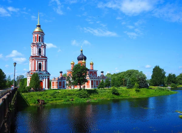 Ortodox Templom Staraya Russa Városában Egy Gyönyörű Templom Egy Festői — Stock Fotó