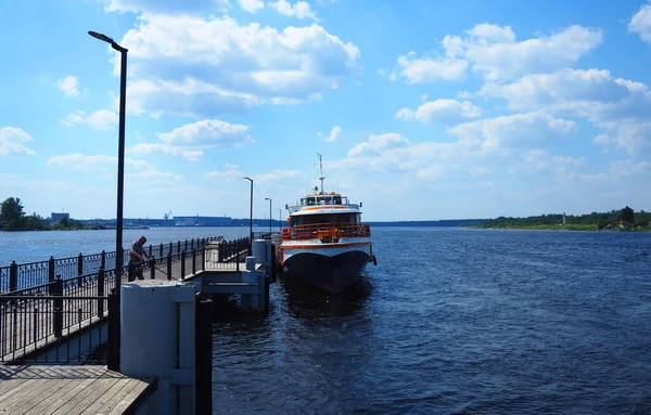 Río Neva Desemboca Lago Ladoga Gran Río Ruso Desemboca Lago — Foto de Stock