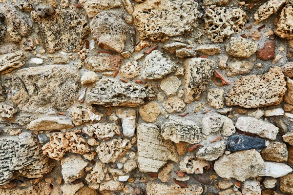 Hintergrund Der Steinmauer Der Burg Aus Steinen Unterschiedlicher Formen Und — Stockfoto