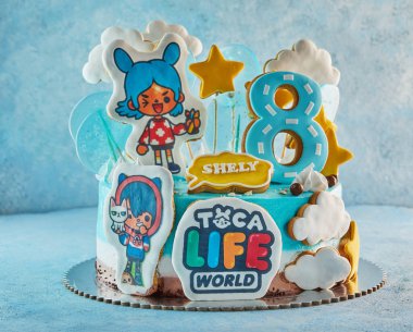 Cake based on the game Toka Life, for an eight-year-old girl for her birthday.