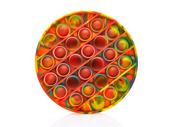 Renkli itme kabarcığı duyusal stres önleyici oyuncak, beyaz arka planda izole