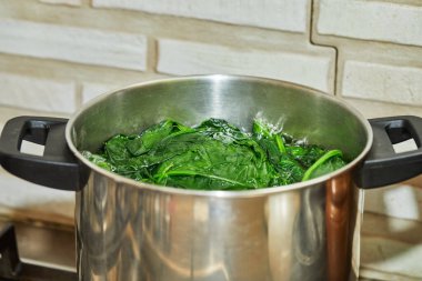 İnternetteki keçi peynirli lazanya tarifine göre metal tencerede kuş kuşu pişiriyoruz.