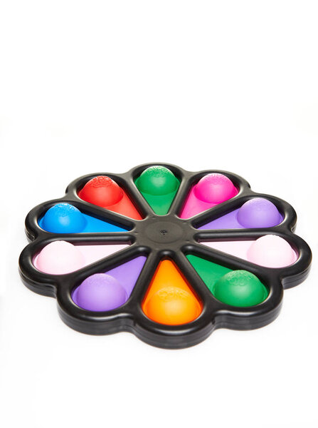 Красочные поп-толчок пузырь сенсорные антистрессовые игрушки в форме цветка, изолированные на белом фоне