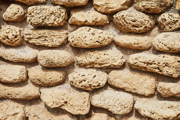 Hintergrund Der Steinmauer Der Burg Aus Steinen Unterschiedlicher Formen Und — Stockfoto