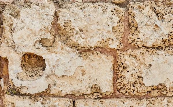 Hintergrund Der Steinmauer Der Burg Aus Steinen Unterschiedlicher Formen Und — Stockfoto