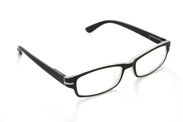 하얀 배경에 흰색 안경을 끼고 있는 검은 색안경 — 스톡 사진