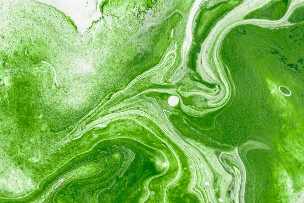 Abstraktní Pozadí Tekuté Akrylové Zelené Barvy Textura Bohatá Pozadí — Stock fotografie