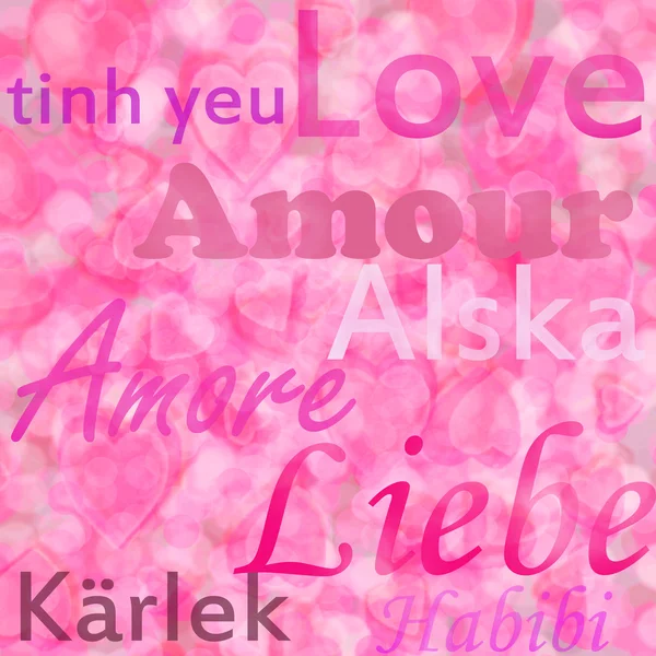 Letras de amor com corações rosa — Fotografia de Stock
