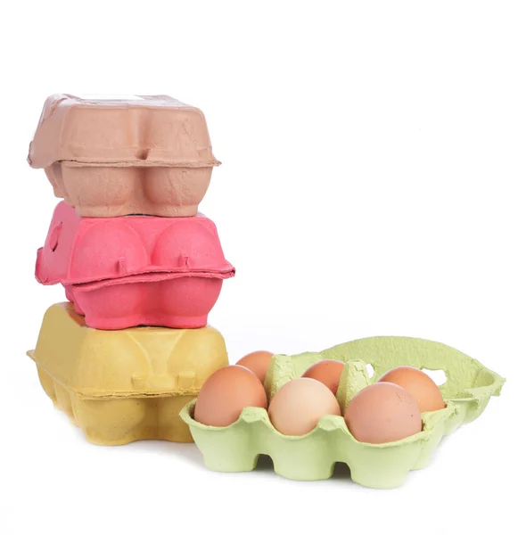 Egg box with new laid eggs — Stock Photo, Image