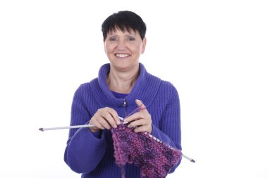 Elder woman with knitting
