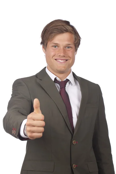 Friendly businessman with thumbs up — Stock Photo, Image