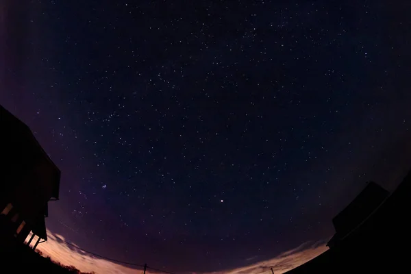 Countryside House in the Starry Night — Stock Photo, Image