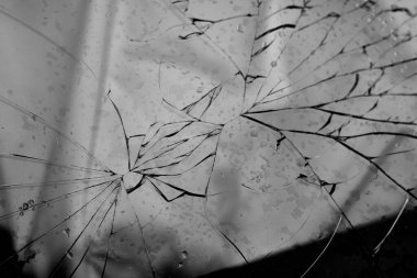 Araba kazasında arabanın ön camında parçalanmış.