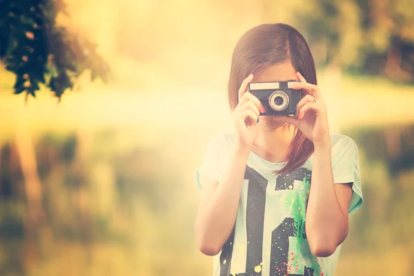 Dziewczyny piękne fotograf — Zdjęcie stockowe