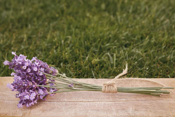 Lavender on wooden fable — Stock Photo, Image