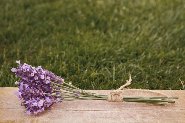 Lavender on wooden fable — Stock Photo, Image