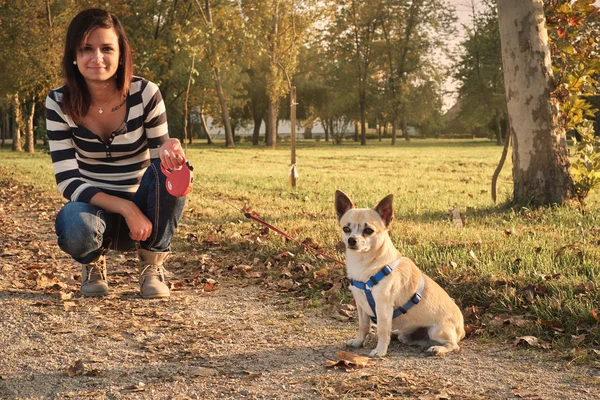 Bella donna e cagnolino — Foto Stock