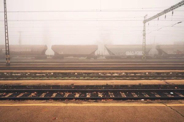 霧の日の鉄道 — ストック写真