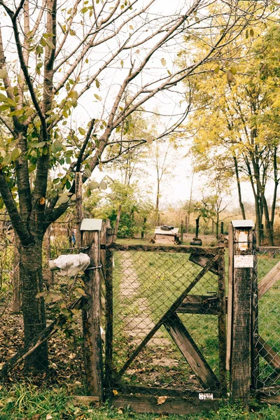 Autumn farm fence — Stock Photo, Image